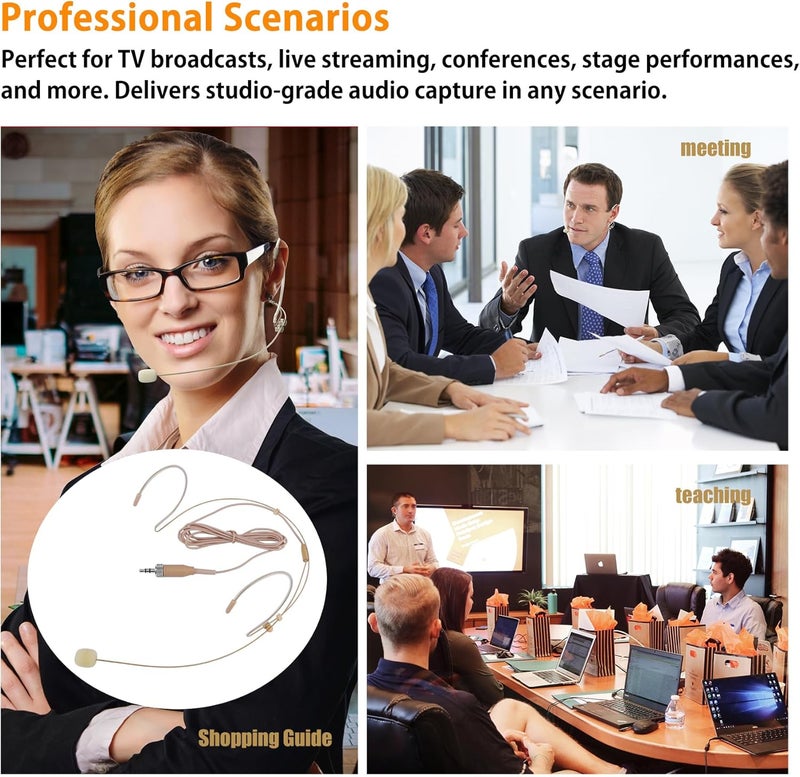 EV SPACES Discreet Dual Earhook Headset Microphone, Over-Ear Headworn Mic Compatible with Sennheiser Wireless Bodypack Transmitter, Ideal for Lectures, Performances, Podcasts, with Windscreen and 1.5m Cable - Image 5